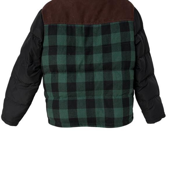 Tommy Hilfiger Coat Green Black Brown Buffalo Plaid Puffer Jacket Men's Large - Picture 9 of 11